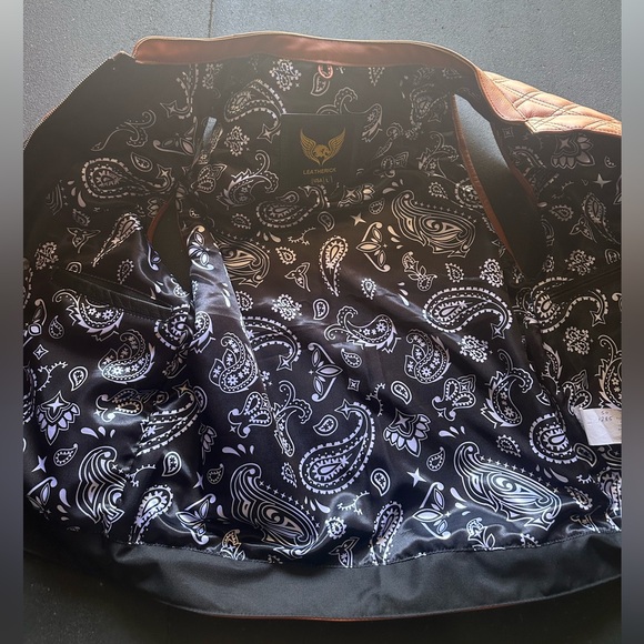 Large Leather & denim Motorcycle vest by Leatherick - Picture 3 of 3